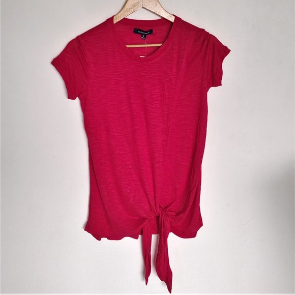 Front knot red casual top / t-shirt by cotton World